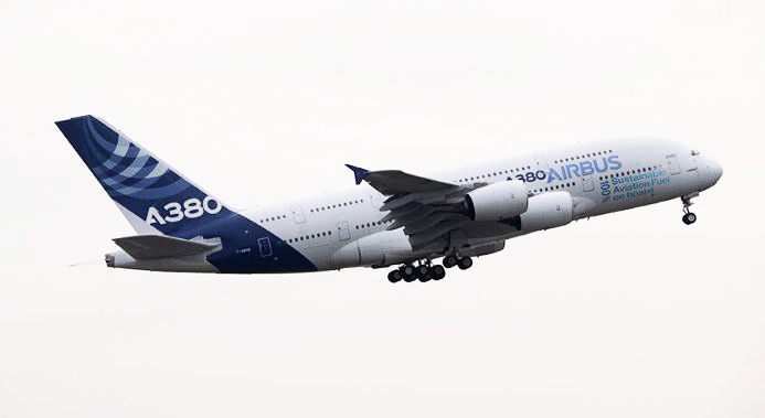 Airbus has performed its first A380 flight