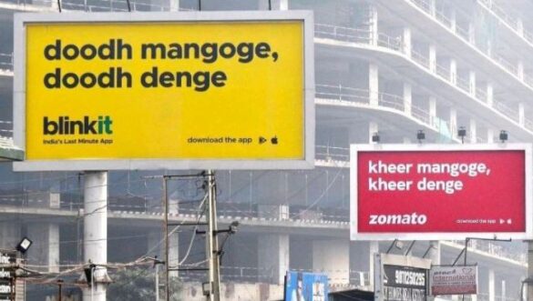 Zomato Blinkits Dhood Kheer Wordplay How A Billboard Banter Became Too Big On Digital 